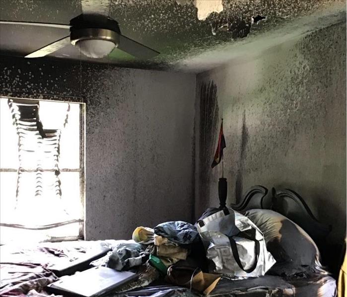 Smoke damage clean up to Dayton apartment bedroom